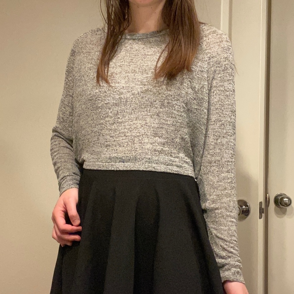 Poetry Gray Flowy Crop Top